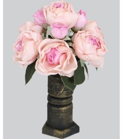 Resim Ahşap Vazolu 10lu Kuru Model Tomurcuklu Gül Buketi 33 Cm Pembe 