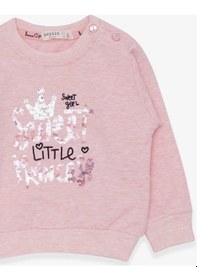 Resim Breeze Kız Çocuk Sweatshirt Nakışlı Pullu 1-4 Yaş, Somon Melanj (553857985) Çok Renkli 