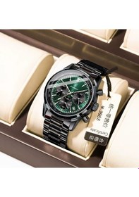 Resim Poedagar 921 Kuvars Erkek Kol Saati - Siyah-yeşil Siyah 