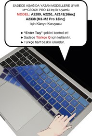 Resim Mcstorey Macbook Pro Klavye Koruyucu 13inç M1 Için (TÜRKÇE Q) A2289 A2251 A2338 A2141 Ile Uyumlu Ombre 