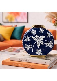 Resim Blue Fall Yuvarlak Vazo 20x7x21 Cm Mavi 