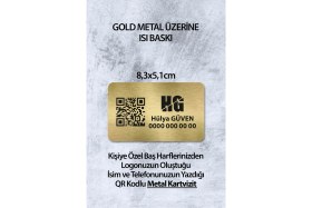 Resim Qr Kodlu Kişiye Özel Metal Kartvizit 8,3x5,1 cm Isı Baskılı Profesyonel Metal Kart 