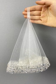 Resim Limelia Beyaz Su Vip Model Boncuklu Gelin Halay Mendili 5 Adet 