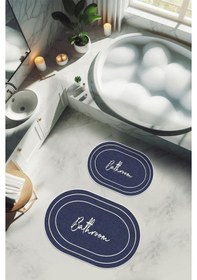 Resim Yıkanabilir Kaymaz Tabanlı Modern Desenli 2'li Banyo Paspas Takımı Obps0005 Renkli 