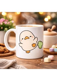 Resim Sevimli Civciv Tasarımlı Porselen Kupa Model 90 Eğlenceli, Tatlı Ve Neşe Dolu Kahve Kupası Renkli 