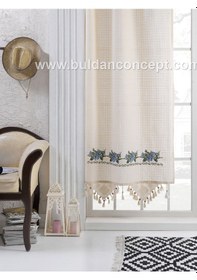 Resim Buldan Mavi Kaneviceli Perde Ekru 