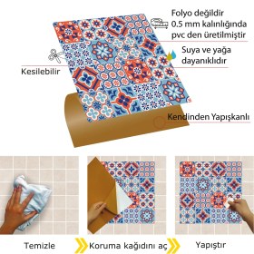 Resim Tink Kendinden Yapışkanlı Kontrast 4'lü Karo Desenli Pvc Karo 30X30 cm (4 Adet) 0,36 M2 