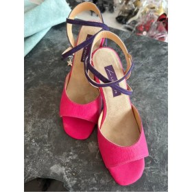 Resim Lo Mejor Shoes Sessiz Işık Fuşya Tango Dans ve Salon Ayakkabısı 8,5 cm 13 Pont Koni Model Topuk Kelebek Model 