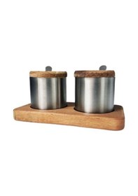 Resim Yiğitsan 2 Li Baharatlık Ahşap Dizayn Metal Baharatlık Seti 10280 Gri 