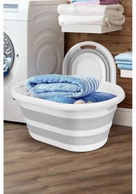 Resim Sarfmall Katlanabilir Silikon Çamaşır Sepeti Akordiyon Katlanır Sepet 