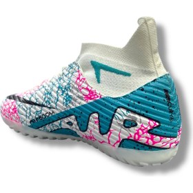 Resim Laliga Yeni Model Çoraplı Halısaha Ayakkabı Beyaz Turkuaz Desenli 