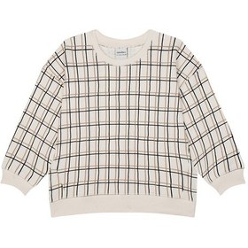 Resim Antebies Organik Gots Sertifikalı Bej Grid Desenli Uzun Kollu Manşetli Erkek Çocuk Sweatshirt 