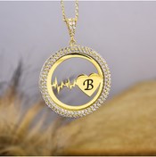 Resim 925KOLYE Kalp Ritimli Kolye Modeli 925 Ayar Gümüş Gold Rengi 