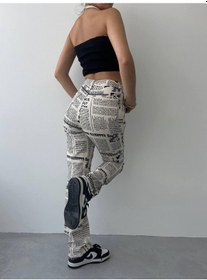 Resim Evyora Novıne Gazete Desenli Pantolon Çok Renkli 