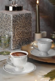 Resim Arte Bıanco Lena 2li Kahve Fincan Takımı Özel Dekor Platin 