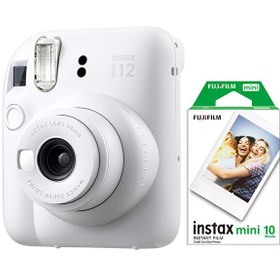 Resim Instax Mini 12 Beyaz Fotoğraf Makinesi Ve 10'lu Mini Film 