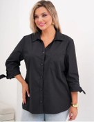 Resim Routine Büyük Beden Gömlek Ofis Oversize 306230968 Siyah 