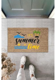 Resim Bej Kapı Önü Paspası It's Summer Tıme Desen K-3281 