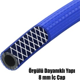 Resim 50 Metre Kompresör Hava Hortumu 8 mm Thermo Hortum (Mavi) 