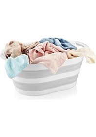 Resim Katlanabilir Çamaşır Sepeti 26 Lt Pratik Çamaşır Selesi - Taşınabilir, Yer Kaplamaz Beyaz 