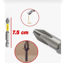 Resim Zimak Mıknatıslı Torsion Bits Uç Ph 2X75 mm Matkap Vidalama Ucu 7,5 cm (10 Adet) 
