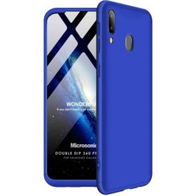 Resim Microsonic Galaxy M10s Kılıf Double Dip 360 Protective Mavi 