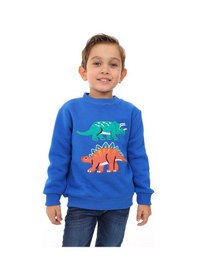 Resim Toontoy Kids Toontoy Erkek Çocuk Relax Fit Bisiklet Yaka Baskılı Sweatshirt - 2iplik Saks 