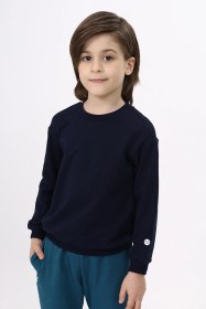 Resim Toontoy Kids Toontoy Erkek Çocuk Relax Fit Bisiklet Yaka Hafif Düşük Omuz Baskılı Sweatshirt - 2 İplik Lacivert 