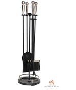 Resim 5 Li Premium İthal Döküm Gümüş Başlıklı Yuvarlak Şömine-soba Maşa 