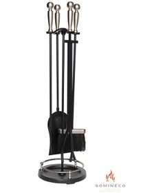 Resim 5 Li Premium İthal Döküm Gümüş Başlıklı Yuvarlak Şömine-soba Maşa 