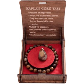 Resim Kaplangözü Doğal Taş Set - 8 mm Bileklik & Kolye ile Ruhsal Güç - Tambur Model 