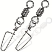 Resim FishTrip Balıkçılık Yuvarlanan Fırdöndüler 50 Adet Üçgen Swivel İtalyan Snap Hızlı Değişim Yem Bağlantı Klibi Coastlock Klips 