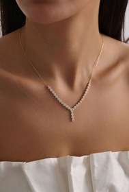 Resim 14 Ayar Beyaz Çiçek Taşlı Altın Düğün Seti 