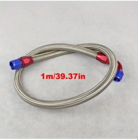 Resim Xuweiwei An10 1m 1.2m Paslanmaz Çelik Yağ Hortumu Silver 39 37 Inch Döner Uç Bağlantılı Otomotiv Yedek Parça 