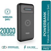 Resim Phixi Basic Pw22 20000mah 10w Kablosuz Şarj Cihazı - Wireless Powerbank - 2 Usb Port - Led Gösterge 