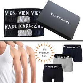 Resim VIEN&KARL 6'lı Premium Kutu, Erkek Boxer, Pamuklu, Likralı, Erkek İç Çamaşırı Külot 