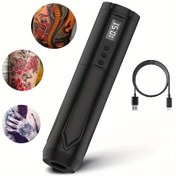 Resim 2000mAh Kablosuz Döner Dövmecilik Kalemi Makinesi Dijital Ekranlı, USB Şarj Edilebilir, 3 Hız Ayarlı, Ergonomik Tasarım ve Taşınabilir Ev, Seyahat, Profesyonel Dövmecilik için - Siyah, Seyahat Dövmecilik Makinesi, Şık Cihaz, Dayanıklı Yapı 