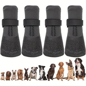 Resim Su Geçirmez Köpek Botu Takımı (4'lü) – Tüm Mevsimler İçin Kaymaz Dış Mekan Ayakkabısı, Küçükten Büyük Boya Evcil Hayvanlar için Nefes Alabilen ve Dayanıklı Yumuşak Tabanlı Çorap 