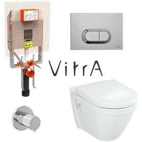 Resim Vitra S50 Kanallı Klozet Beyaz Asma Klozet 5618l003-0850, Vitra Gömme Rezervuar Seti 768-1851 Beyaz 
