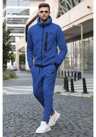 Resim Madmext İndigo Baskılı Regular Fit Erkek Eşofman Takımı-indigo İndigo 