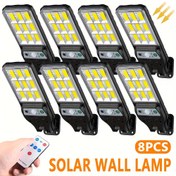Resim 8 Parça Hareket Sensörlü Akıllı Işık, Dış Mekan Güneş Enerjili Duvar Lambası, 9COB Solar Duvar Aplike, Bahçe ve Yürüyüş Yolu Aydınlatması için 3 Aydınlatma Modu 