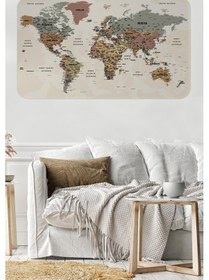 Resim Türkçe Eğitici Ülke Ve Başkent Okyanus Detaylı Atlası Dünya Haritası Duvar Sticker -60x105-3838 - Renkli Çok Renkli 
