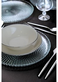 Resim Tabak Evi Aden Cam Servis Tabağı 26cm Sade 6 Lı 2345 Şeffaf 