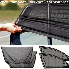 Resim 2/4 adet Araba Pencere Güneşlik ve Sivrisinek Perdesi - Katlanabilir Tüm Hava Koşulları Siyah Gizlilik Koruma, UV ve Böcek Kovucu Arabalar, Kamyonlar, SUV'lar, Araç Güneş Koruma, Şık Tasarım, Dayanıklı Malzeme 