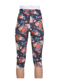 Resim Luvmabelly Maternity 8018 - Pamuklu Göbek Destekli Çiçekli Kapri Hamile Tayt-çok Renkli 