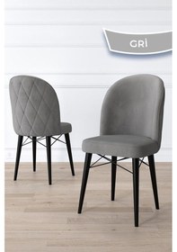 Resim Canisa Bika Serisi 4 Adet Gri Mutfak Sandalyesi Siyah Gürgen Ayaklı 1. Sınıf Babyface Kumaş Sandalye Gri Ayaklar Siyah 