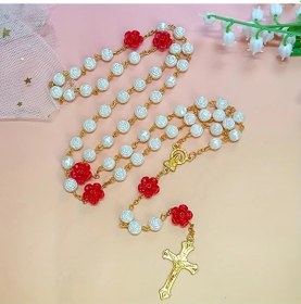 Resim Willowhaven B Katolik Araç Tespih Aynası Charm Altın Haç Gül Boncuk Dini Aksesuar 