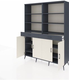 Resim Hyperion Gardrop 10 Raflı 2 Çekmeceli 4 Kapaklı 176x44x221 Antrasit-aytaşı/antrasit Beyaz 