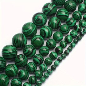 Resim Doğal Taş Yeşil Malakit Boncuklar Moda Gevşek Aralık Boncukları Takı Yapımı DIY Bilezikler Kolye El Sanatları Kadın Hediyesi için 