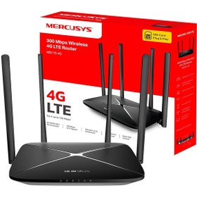 Resim Mercusys MB115-4G 300 Mbps 4g Lte Router Modem Sim Kart Girişli 4 Ethernet Portu 4 Antenli 32 Cihaz Bağlantı 